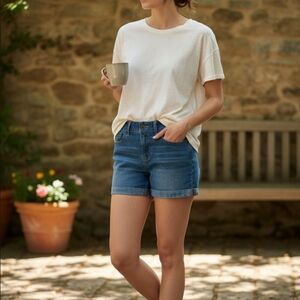 Fire & Gold Blue Denim Cuffed Casual Streetwear Jean Shorts Size 10